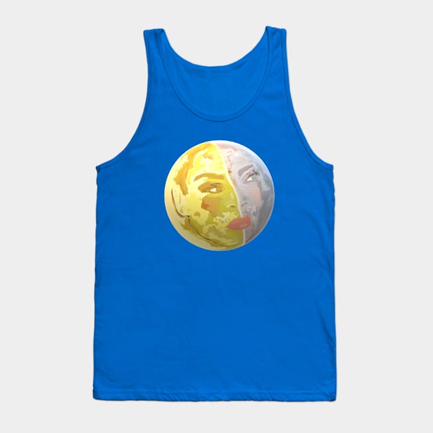 Woman's Face in Sun and Moon (Purple Background) Tank Top by Art By LM Designs 